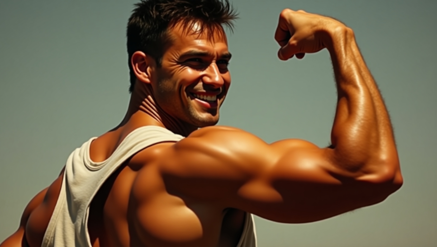 Flux_Dev_A_muscular_man_with_a_strong_facial_expression_and_sh_1 Beras Banyuwangi - Bintang Pusaka Jaya